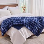 BENVWE Fluffy Faux Fur Throw Blanket for Couch, Soft Plush Thick Cozy Fuzzy Luxury Minky Bubble Blanket for Home Living Room Decor Gift for Women, Tie-dye Blue, 51" x 63", 1100GSM