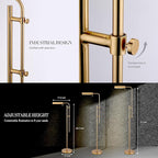 O'Bright Cedric Adjustable Pharmacy Floor Lamp - Industrial Design for Reading, Crafting, Work - 10W LED, Height 45-61 inches - Ideal for Living Room, Bedside, Office - Antique Brass (Gold)