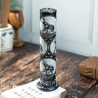 Crocon Handmade Black Marble Incense Stick Tower Burner Round Shape Jali Design Incense Tower Burner | Tea Light Candle Holder | Living Room Decor Home Fragrance Decorative Gift Size 3X3X10 Inch