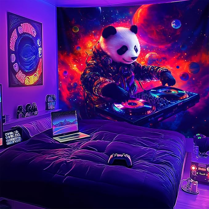 NYZE Astronaut Space Tapestry for Bedroom, Glow in the Dark Room Decor Wall Tapestries, Cool Galaxy Planet Wall Hanging, Wall Hanging for Men Guys Gamer Room Dorm Living Room 79in×591in