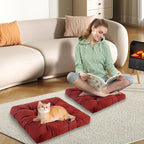 Meditation Floor Cushions, Thickened Floor Pillow for Adults, Large Square Pillows Seat Cushion for Tatami Living Room Yoga, Memory Sponge Block Added, 22x22 Inch, Wine Red