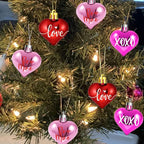 Valentines Tree Decorations, 24 Pcs Heart Ornaments for Christmas Tree, Mini Day Small Conversation Ornaments, Red Pink Purple Plastic