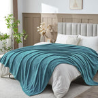 NEWCOSPLAY Super Soft King Blanket Dark Blue Premium Silky Flannel Fleece Leaves Pattern Lightweight Bed Blanket All Season Use (Dark Blue, King(90"x110"))