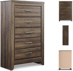 Signature Design by Ashley Juararo Rustic 5 Drawer Chest of Drawers, Aged Dark Brown