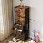 Crestlive Products Tall Dresser, 8-Drawer Fabirc Storage Tower, Chests of Drawers - Vertical Organizer Unit with Handles for Bedroom, Hallway, Entryway, Nursery, Wood Top, Closets (Rustic Brown)
