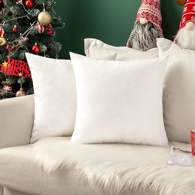 MIULEE Pack of 2 Decorative Outdoor Solid Waterproof Throw Pillow Covers Christmas Faux Linen Garden Farmhouse Cushion Cases for Patio Tent Balcony Couch Sofa 18x18 Inch White