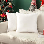 MIULEE Pack of 2 Decorative Outdoor Solid Waterproof Throw Pillow Covers Christmas Faux Linen Garden Farmhouse Cushion Cases for Patio Tent Balcony Couch Sofa 18x18 Inch White