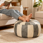 Thgonwid Unstuffed Moroccan Ottoman Pouf Cover, Ottoman Footstool Storage Solution, Bean Bag Chair, Foot Rest, Gray & Mushroom