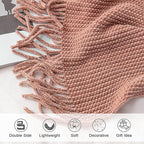 lifein Throw Blanket for Couch, Soft Boho Decor Bed Throw,Cozy Chenille Knitted Small Farmhouse Lightweight Throw (Pink,60 * 80")