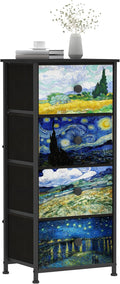 Narrow Dresser for Bedroom Slim 4 Drawer Dresser Vertical Storage Tower Unit for Living Room Hallway Kids Room Nursery Closet Sturdy Steel Frame Wooden Top Easy Pull Handle