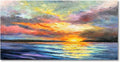 Art Hand-Painted Sea Sunset Landscape Modern Abstract Oil Painting on Canvas Art Hall Bedroom Office Wall Decoration 24x48 Inches