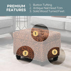 Convenience Concepts Designs4Comfort 5th Avenue Upholstered Storage Ottoman 24" - Contemporary Foot Stool and Seat with Hinged Lid for Living Room, Dining Room, Office, Forest Leopard Print Fabric