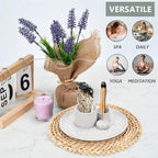 Ceramic Incense Holder Set with Decorative Tray, White, Intricate Pattern Design, 5.9x5.9x2 Inch, for Sticks, Cones, Palo Santo, Sage (White)