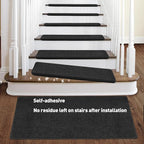 PURE ERA Bullnose Carpet Stair Treads Set Tape Free Non-Slip Indoor Stair Protectors Pet Friendly Rugs Covers Soft Skid Resistant Washable Reusable 9.5" x 30"(14 Pieces,Black)