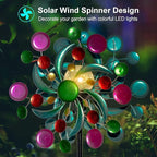 360° Wind Spinners Outdoor with Solar Lights Colorful Dots Garden Decor Yard Lawn Art Decor for Patio Kinetic Windmills 60.63'' H x 13.38'' Dia Unique Gifts for Friends and Family