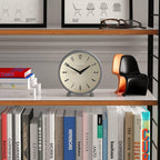 JONES CLOCKS® Venus Desk Clock | Modern Round Design | Gray | Stylish Retro Look for Shelf, Table, Mantel or Bedside