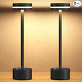 Cordless Table Lamp, Portable Rechargeable Bedside Lamp, Touch Stepless Dimmable Desk Lamp, for Home Bedroom Hotel Restaurant Bar Outdoor, 2 Set, Black