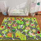 Kids Car Rug Play Mat, Kids Road Car Play Rug for Toy Cars, Educational Town City Map Carpet Vehicle Mat for Boy Playroom Bedroom, Non Slip Car Track Rugs for Kid Baby Children (78.7"X47.3", A)
