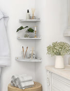 Corner Shelves Wall Mount, Rustic Natural Wood Corner Floating Shelf, Distressed White Storage Organizer Corner Wall Shelves for Living Room Kitchen Bedroom Bathroom Laundry, 9.68x9.68 Inch