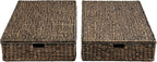 happimess BSK2015B-SET2 Holden 30" Classic Costal Hand-Woven Hyacinth Wicker Under Bed Storage Basket with for Storage and Decoration in Bathroom, Bedroom, Closet, Entryway, Brown (Set of 2)