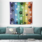 VUMIVI Dog Paw Tapestry Vintage Rustic Colorful Barn Boards Black White Animal Footprints Tapestry Wall Hanging for Living Room Bedroom Dorm Classroom Aesthetic Decor W60xL60in