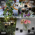 Candle Charisma Black Unscented Votive Candles - 10 Hour Burn time - Set of 72 for Dinner, Wedding, Halloween and Holiday Decorations