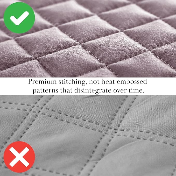 Southshore Fine Living, Inc. Oversized King Quilt Set, Lavender Quilt Bedspread King/California with 2 Matching Pillow Shams, Machine Washable Bedding, Soft & Cozy Coverlet, Lavender