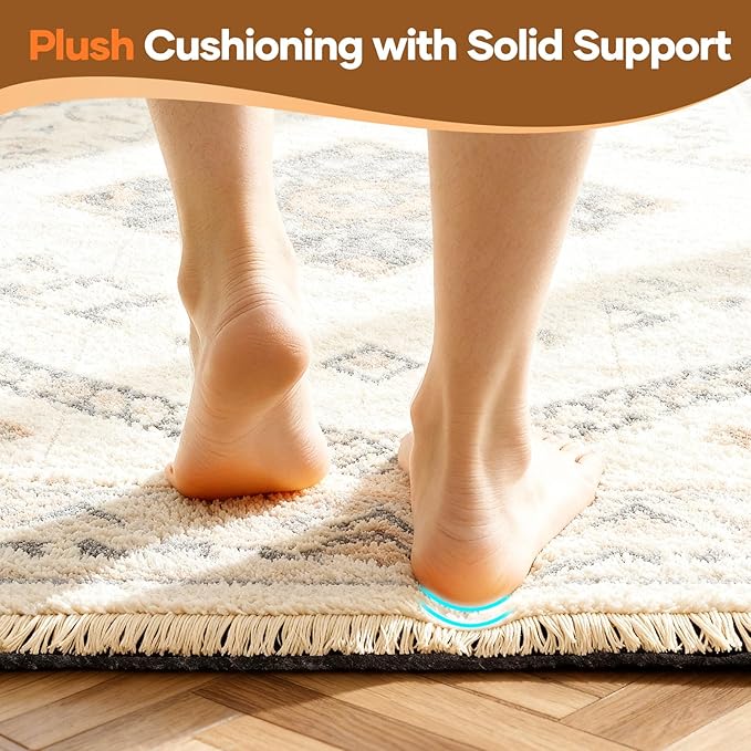 Veken Non Slip Cushioned Rug Pad Gripper 5 x 7 Ft, Felt and Silicone Backing, 1/8 inch Thick Carpet Liner for Hardwood Floors and Finishes, Under Area Rugs Anti Skid Mat, Keep Rugs Safe and in Place