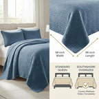 Southshore Fine Living, Inc. Queen Quilt Bedding Set, Summer Comforter Quilts Queen Size, Pet Hair Resistant Bedding, Lightweight Bedspread, Full Size Coverlet with 2 Pillow Shams, Coronet Blue