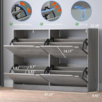 Shoe Cabinet with 4 Flip Drawers, Narrow Hidden Shoe Storage Cabinet, Slim Freestanding Shoe Rack Organizer for Entryway, Hallway, Bedroom, Living Room