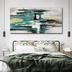 NBAODAN Large Abstract Wall Art Canvas Art Prints Black and White Home Wall Decor Green Neutral Artwork for Living Room Dining Room office 29x58 Inch