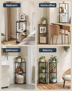 SONGMICS HOME Superfast Toolless Assembly, Corner Shelf Stand, 3-Tier Corner Standing Shelf, Living Room, Bedroom, Kitchen, 15 x 10.6 x 27.8 Inches, Ink Black ULBC620B01