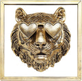 Animal Heads Wall Decor (Includes Metal Frame) Resin Animals Sculptures Head Wall Hanging Decoration Gold vintage Wall Sculpture for Living Room Bedroom Office(Tiger)