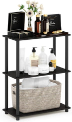 Furinno TURN-N-TUBE Storage Shelves, 3-Tier Book Shelf, Corner Shelf, Toolless Open Shelves, for Organization and Storage, Living Room, Garage, Home Office, Espresso