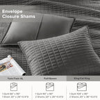 Comfort Spaces Kienna Quilt Set- Double Sided Stitching Design Summer Blanket, Lightweight, Soft, All Season Bedding Layer, Matching Sham, Charcoal, Coverlet King (104"x90") 3 Piece