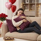 FUTEI Burgundy Decorative Throw Pillow Covers 20x20 Inch Set of 2,Soft Solid Rose Swirl Textured Cushion Case,Valentine's Day Decor for Couch Living Room