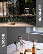 Cordless Table Lamps Rechargeable, 6000mAh Battery Operated LED Desk Lamp Outdoor Waterproof Portable Touch Dimmable Table Light for Patio Restaurant Dining Home Set of 2 Wooden
