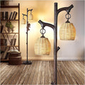 Scenekoy 68" High Farmhouse Rustic Country Cottage Floor Lamp Tree Trunk Faux Wood Column Dark Bronze Wicker Drum Shade Decor for Living Room Bedroom Reading Room