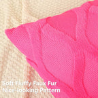 decorUhome Spring Euro Sham Throw Pillow Covers 24x24 Inch Set of 2, Soft Plush Faux Fur Wool Hot Pink Couch Pillow Covers, Decorative Neutral Pillow Cases for Bed Sofa Living Room Valentines Decor