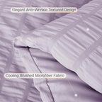 MUXHOMO 5 Pieces Twin Comforter Set, Seersucker Bed in a Bag Twin Size, All Season Luxury Bedding Set with Comforter, Flat Sheet, Fitted Sheet, Pillowcase & Sham, Lavender