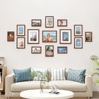 Vittanly 15 Pack Picture Frames Collage Wall Decor, Multi Sizes Including 3pcs 8x10, 6pcs 5x7 and 6pcs 4x6 Photo Frames, Gallery Frame Set for Wall or Tabletop Display, Walnut Brown