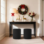 Get Set Style Modern Round Ottoman with Soft Padded Seat, Multifunctional Vanity Stool for Makeup, Upholstered Footrest Stool Ottoman Foot Stool for Living Room, Bedroom