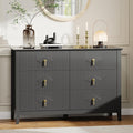 GarveeHome Fluted Dresser for Bedroom, 47.2 Inch Wide 6-Drawer Wood Dresser, Modern Chest of Drawers, Storage Organizer Cabinet for Living Room, Hallway, Entryway, Black