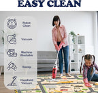 Construction Site Play Rug for Kids - Interactive Engineering Vehicles Faux Wool Carpet with Excavator & Digger Design, Non-Slip Educational Mat for Playroom, Bedroom Gifts (Boys & Girls)
