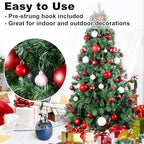Red & White 1.6" Small Christmas Balls Christmas Tree Decoration Ornaments Shatterproof Hanging Balls for Birthday Halloween Holiday Wedding Decorations Set of 12pcs
