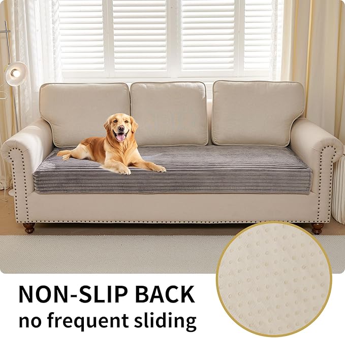 HAOMAIJIA Waterproof Couch Cover for Dogs Washable,Fuzzy Pet Couch Covers for Sofa,Thick Soft Dog Bed Cover Non-Slip Couch Covers for 3 Cushion Couch Sofa Pet Friendly (Grey, 35" x 62")