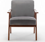 Container Furniture Accent Chair with Microfiber Upholstery and Solid Wood Frame, Classic Mid-Century Modern Living Room Furniture for Extra Seating, Grey