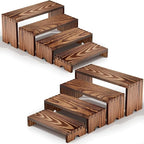 2 Set Large Wooden Tiered Riser Display Stands(4" Width),Stackable Wooden Cupcake Display Stand,Wood Risers for Decor,Dessert Table Display Set,Vendor Booth Display Items,Food Display Risers for Party,Cologne Perfume Organizer for Men Women（12" 11.2" 1...