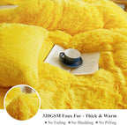 XeGe Plush Shaggy Duvet Cover Set, Luxury Ultra Soft Crystal Velvet Fluffy Furry Bed Set 2 Pieces(1 Faux Fur Fuzzy Comforter Cover + 1 Faux Fur Throw Pillow Case), Zipper Closure (Twin, Yellow)