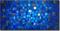 MyArton Large Thick Abstract Dark Blue add Silver Square Wall Art Hand Painted Artwork Textured Oil Painting on Canvas Framed Ready to Hang 60x30inch